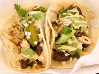 seasoned sautéed duck hearts diced radish pickled avocado cilantro spicy crema by Chef Lynn Wheeler