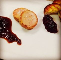cured foie gras toast points cherry agrodolce by Chef Lynn Wheeler