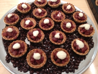 red wine poached pear vanilla mascarpone sweet pastry shells by Chef Lynn Wheeler